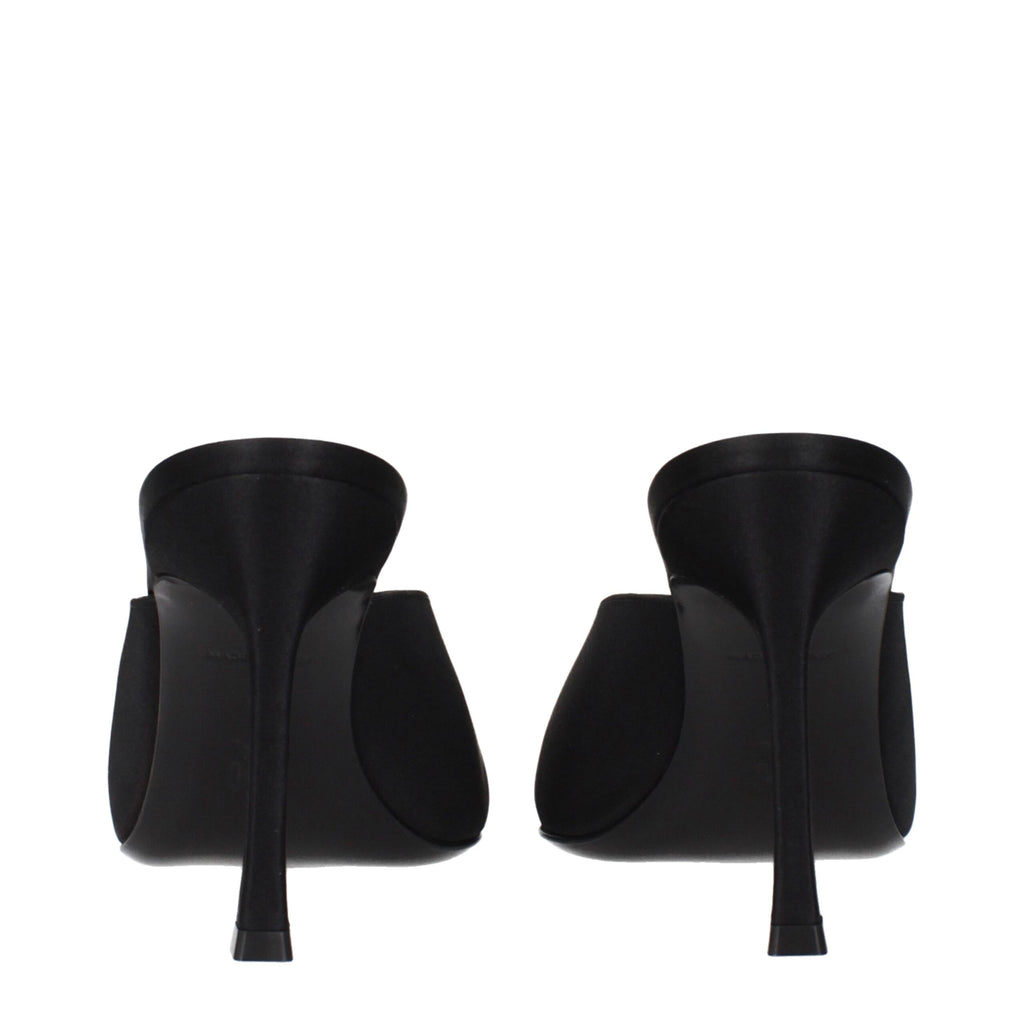 Amina Muaddi Black Satin High Heel Pumps