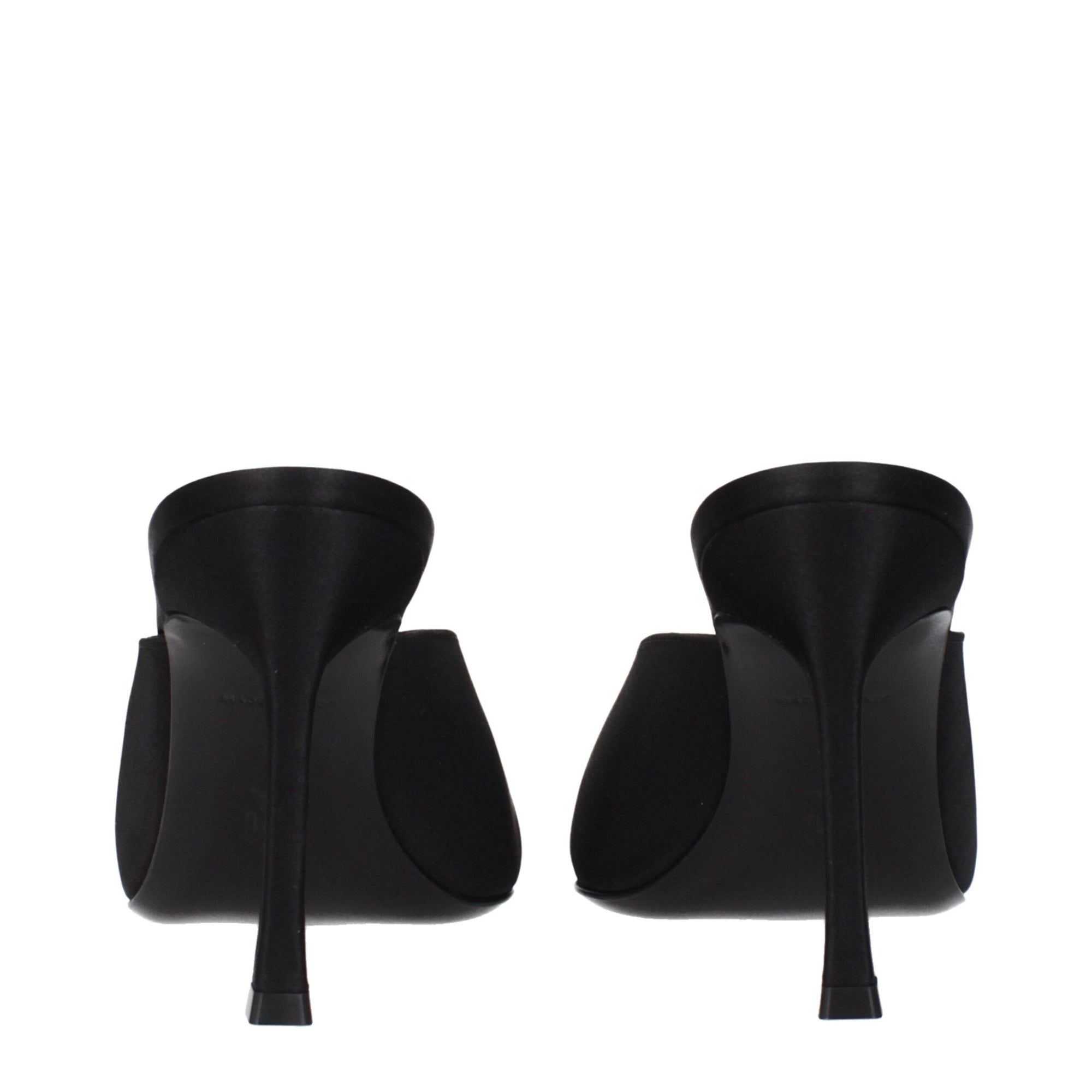 Amina Muaddi Black Satin High Heel Pumps